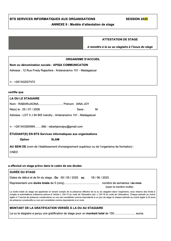 Stage chez Apiqa Communication